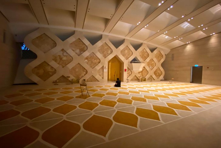 The prayer hall of the on-site mosque