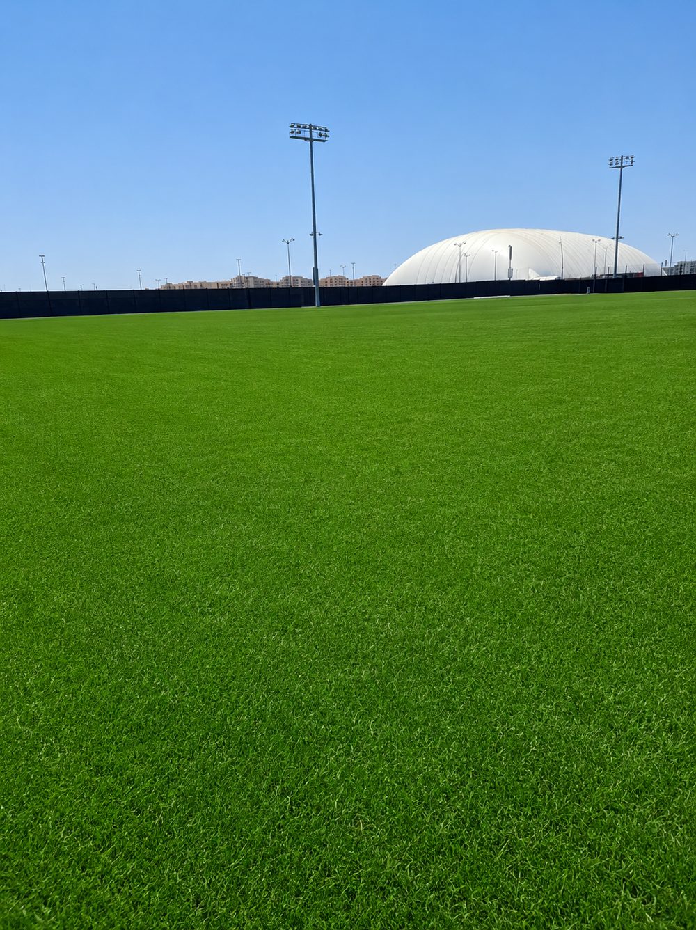 A training pitch looking toward the covered air dome