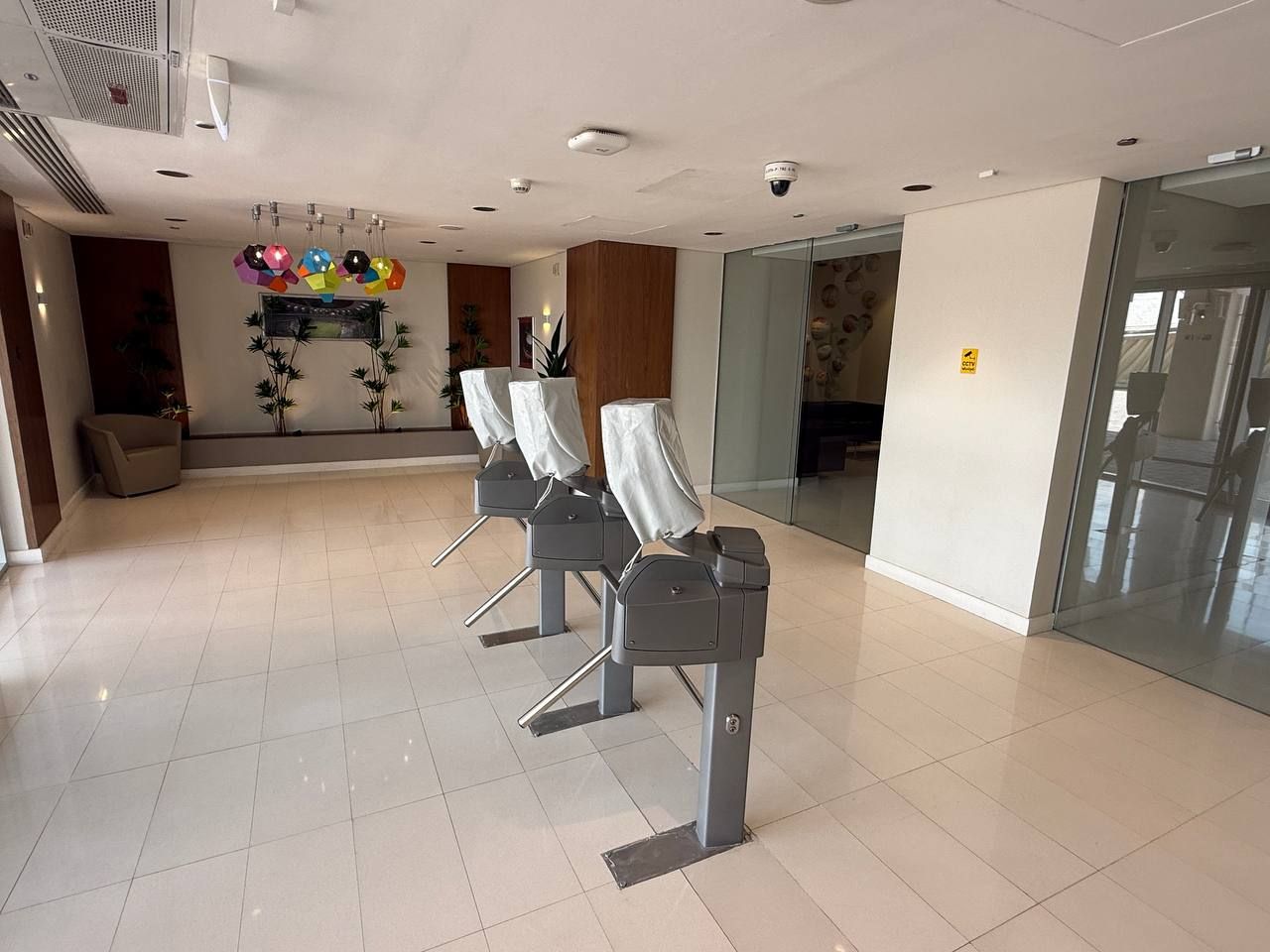 The VIP arrival hall and screening turnstiles