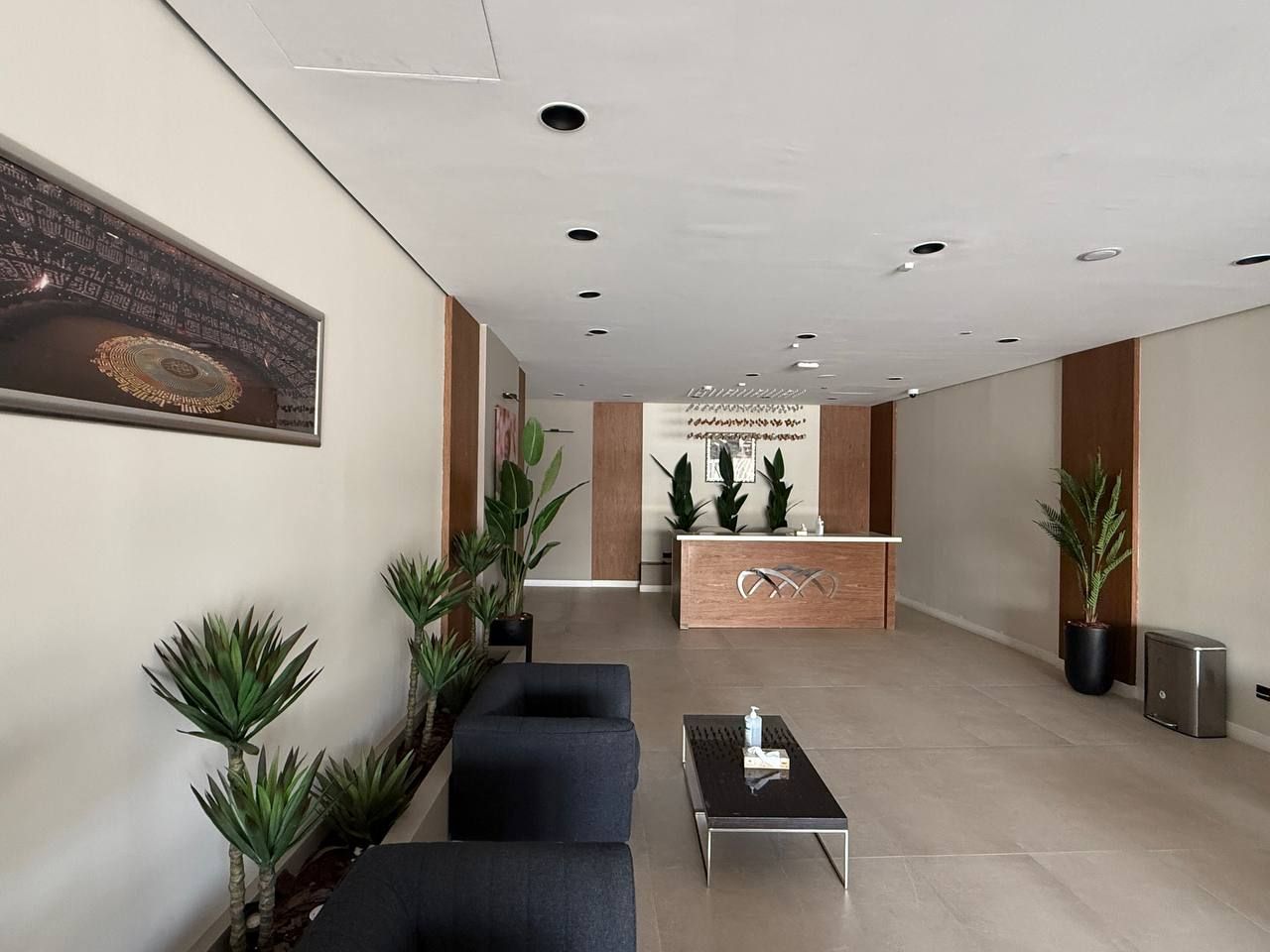 Sofas facing the VIP reception desk