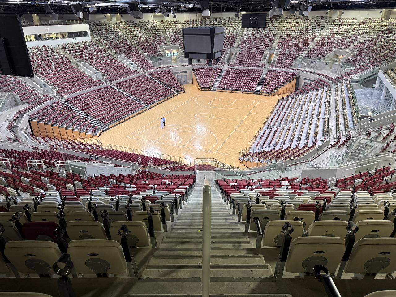 The covered sports hall interior, seating 9,316